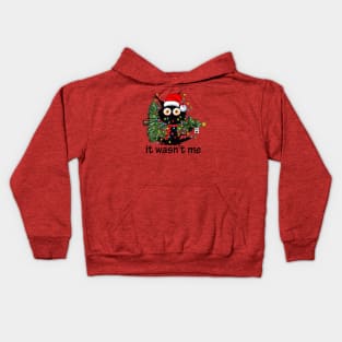 It Wasn't Me - Funny Black Cat and Christmas Tree Kids Hoodie